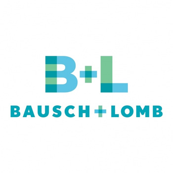 Bausch + Lomb Logo mit den Buchstaben B+L und dem Firmennamen darunter in Blau und Grün