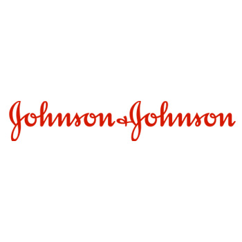 Johnson & Johnson Logo in roter Handschrift auf weißem Hintergrund